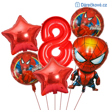 Spiderman narozeninový set foliových balonků - červený set
