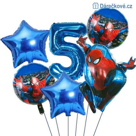 Spiderman narozeninový set foliových balonků - modrý set
