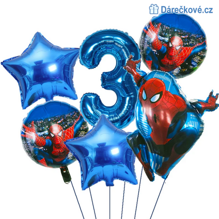 Spiderman narozeninový set foliových balonků - modrý set