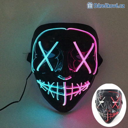 Strašidelná karnevalová maska (Halloween) s LED osvětlením, 8 typů