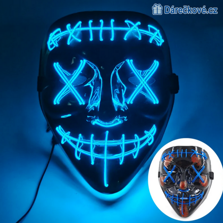 Strašidelná karnevalová maska (Halloween) s LED osvětlením, 8 typů