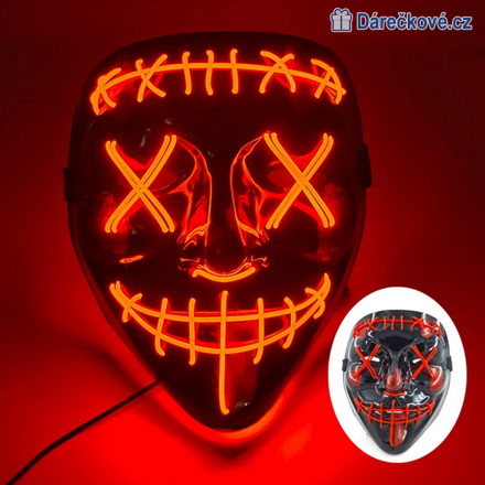Strašidelná karnevalová maska (Halloween) s LED osvětlením, 8 typů