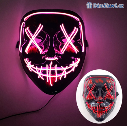 Strašidelná karnevalová maska (Halloween) s LED osvětlením, 8 typů