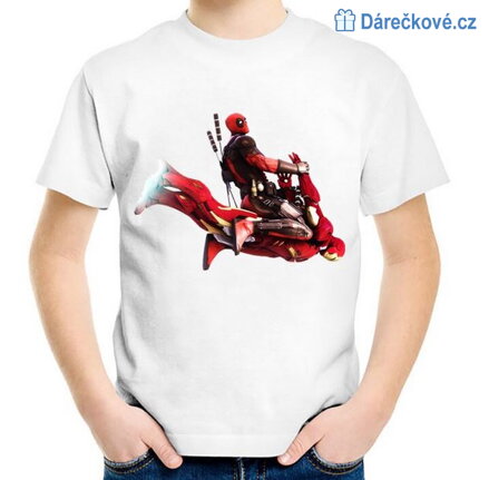 Dětské bílé tričko Spiderman a Deadpool