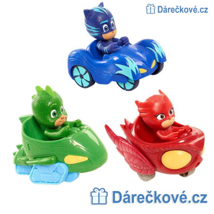 3 figurky s vozítky z pohádky PJ Masks (Pyžamasky)