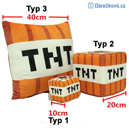 Minecraft TNT plyšová kostka 10/20/30 cm 