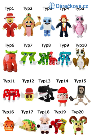 Plyšáci z Roblox hry Steal a Brainrot, 20 typů