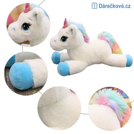 Plyšový jednorožec, modrý a růžový, vel. 40/60 cm