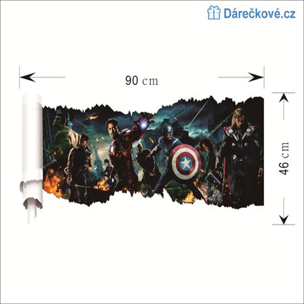 Avengers při boji, samolepka na zeď, vel. 90x46cm Avengers při boji, samolepka na zeď, vel. 90x46cm