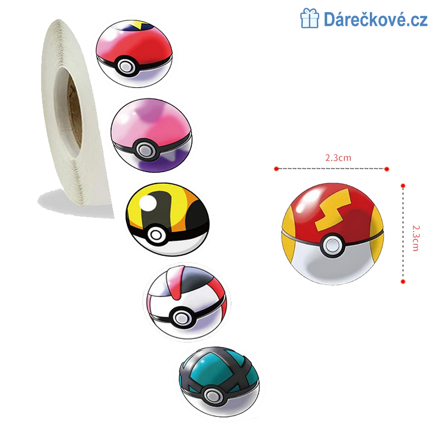 500 ks samolepek Pokeball - Pokemon