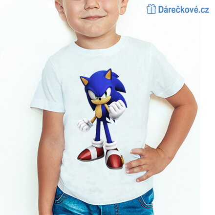 Dětské tričko z pohádky Ježek Sonic – bílé, typ1