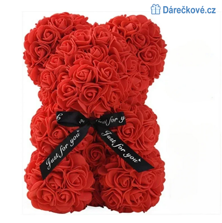 Valentýnový Medvídek z růží pro zamilované, 25cm