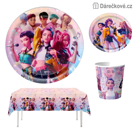 Narozeninový papírový set K-pop: Lovkyně démonů (Demon Hunters)
