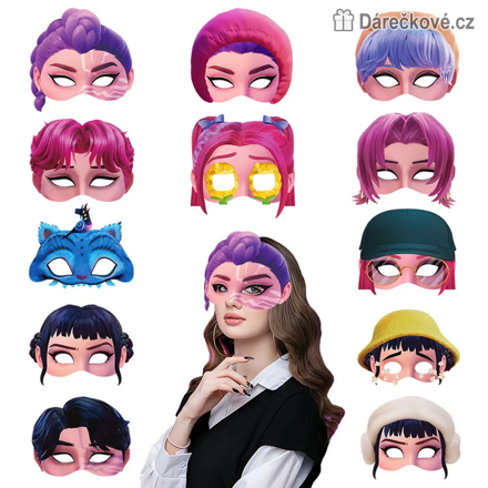Papírové masky 12ks K-pop: Lovkyně démonů (Demon Hunters)