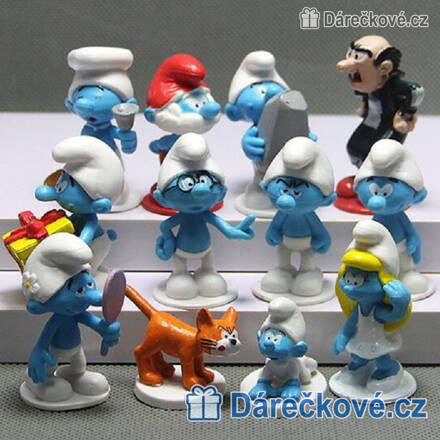 12 figurek z pohádky Šmoulové 