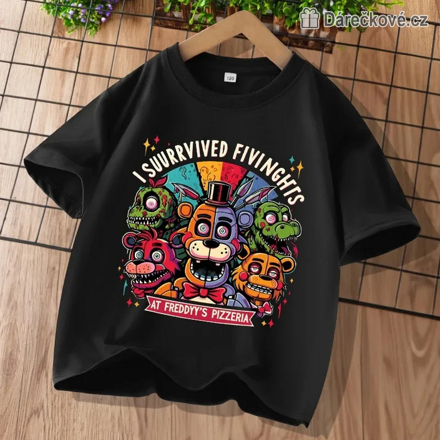 Tričko Five Nights at Freddy's černé | FNAF herní tričko - typ 3
