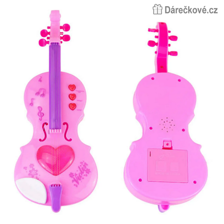Růžové housle se zvukem 28 cm 