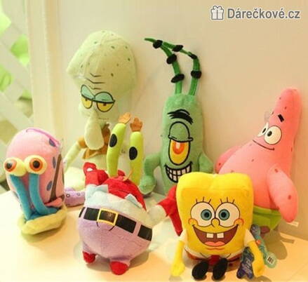 6ks plyšových hraček SpongeBob 25-15cm