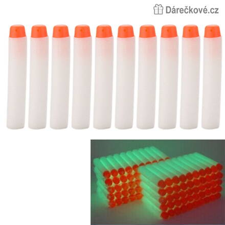 Náhradní fosforeskující náboje do pistole typu Nerf, 50/100ks 