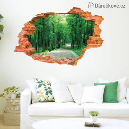 3D samolepka díry ve zdi přírody, vel.90x60 cm