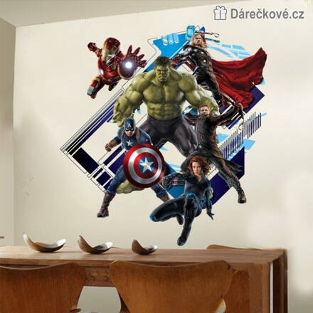 3D samolepka na zeď Avengers, 60x60cm