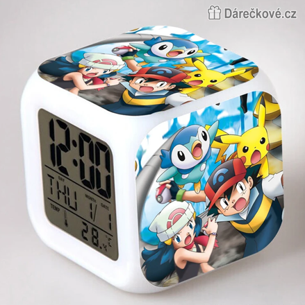 Pokémon Pokéball dětský LED budík | Svítící digitální hodiny Pokémon, typ 2