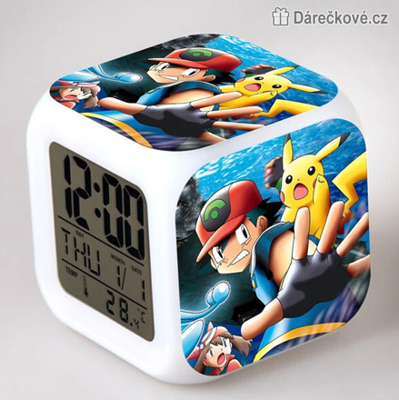 Pokémon Pokéball dětský LED budík | Svítící digitální hodiny Pokémon, typ 1