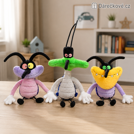 Plyšoví škodíci z Oggy a škodíci 15 cm | Joey, Marky a Dee Dee