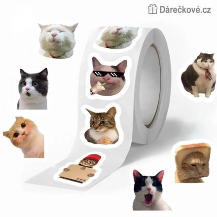 500 ks samolepek Kočky