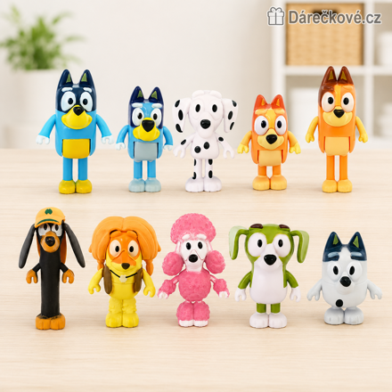 Figurky Bluey | Sada 10 figurek z pohádky Bluey pro děti