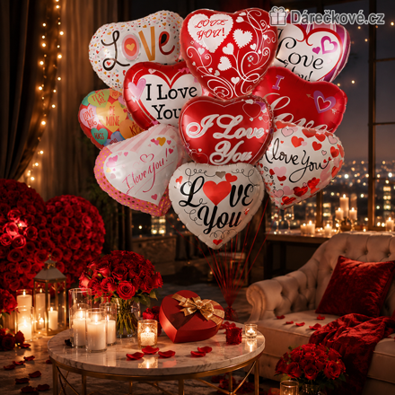 Latexové balónky I Love You 45 cm 10 ks | Romantické balónky se srdíčky