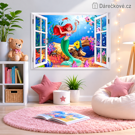 Samolepka Malá mořská víla Ariel 60 × 45 cm | Dekorace na zeď Disney