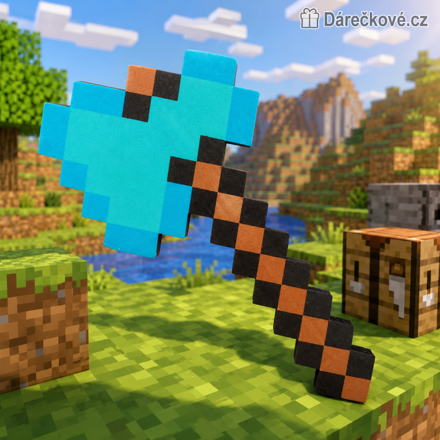 Sekerka Minecraft 40 cm | Pixelová herní sekera Minecraft pro děti