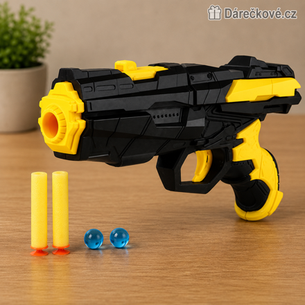 Nerf pistole na vodní náboje nebo měkké šipky 18 cm oranžová | Dětská pistole typu Nerf