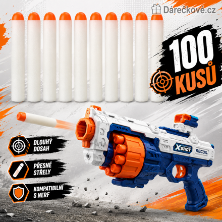 Náhradní náboje do Nerf pistole 100 ks 7,2 cm | Pěnové šipky - bílé 