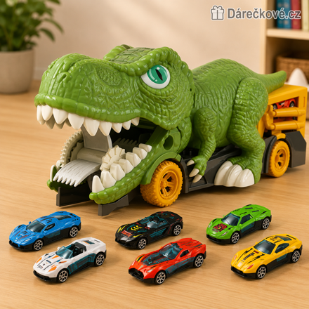 Dinosaurus požírající autíčka | Dino hračka s autíčky 6 ks
