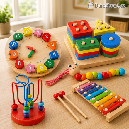 Set dřevěných Montessori hraček 5 ks | Edukační dřevěné hračky pro děti, typ 1