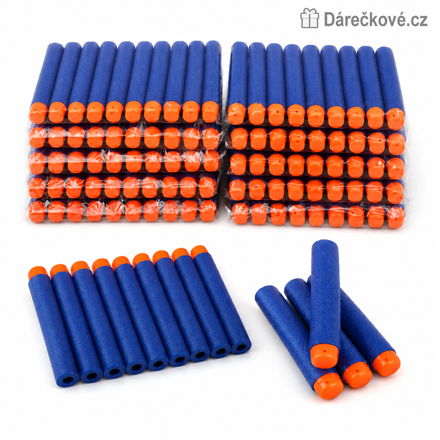 Náhradní náboje do pistole Nerf, 100 Ks, vel. 7.2cm - modré