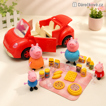 Figurky rodiny s autíčkem Prasátko Peppa - Pepina (Peppa Pig)