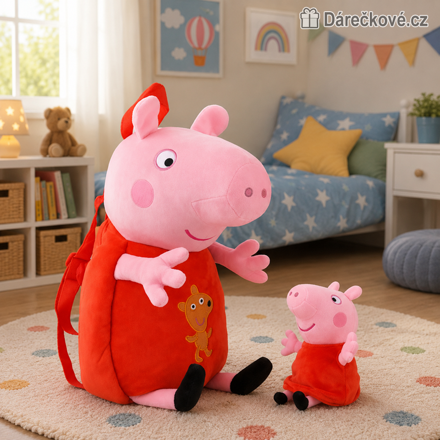 Plyšový batoh Prasátko Peppa - Pepina (Peppa Pig) – červený