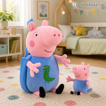 Plyšový batoh z pohádky Prasátko Peppa - Pepina (Peppa Pig) - modrý
