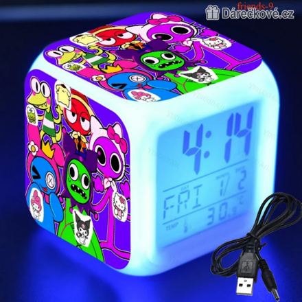 Among Us, (Rainbow Friends) typ 3 – digitální LED budík (hodiny)