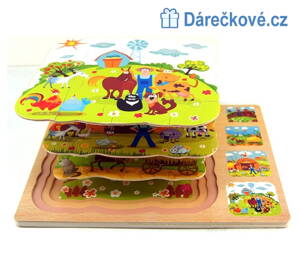 Vícevrstvé skládací dřevěné puzzle