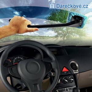 Čistič oken s dlouhou rukojetí a natáčecí hlavou s mikrovláknem