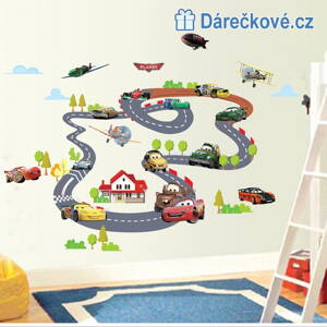 Cars samolepka na zeď - silnice, vel. 140x90cm