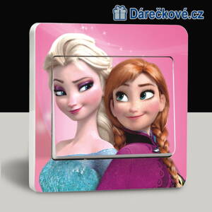 Samolepka na vypínač Ledové království (Elza a Anna, Frozen), 9x9cm