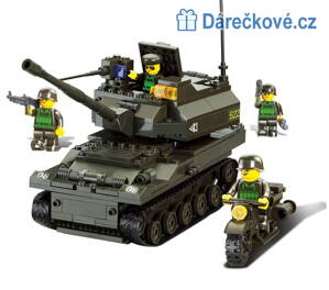 Tank s vojáky, 258 dílků,  kompatibilní s Lego