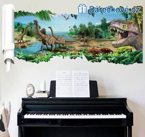 Dinosauři plakát typ 2, samolepka na zeď, vel. 90x46cm