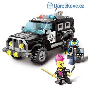 Policejní auto s policistou a pankáčem, 190 dílků, kompatibilní s Lego 