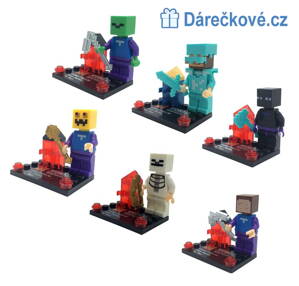 Figurky Minecraft se zbraněmi, 6ks, kompatibilní s Lego